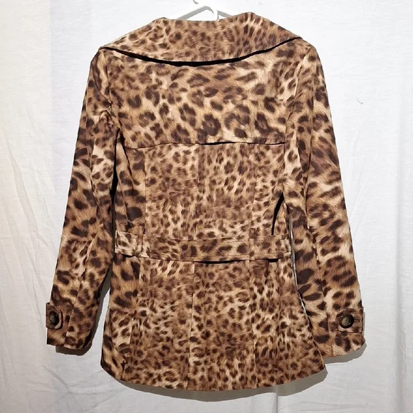 INC Animal Print Trench Coat, Short With Belt Sz 4, NWOT - Picture 10 of 16